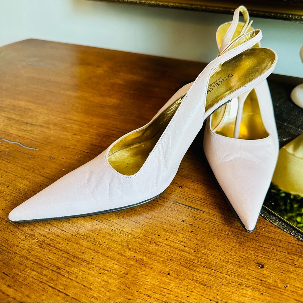 Dolce & Gabbana Pink Calfskin Slingback Stilettos Size 39.5 Italy - Picture 6 of 13